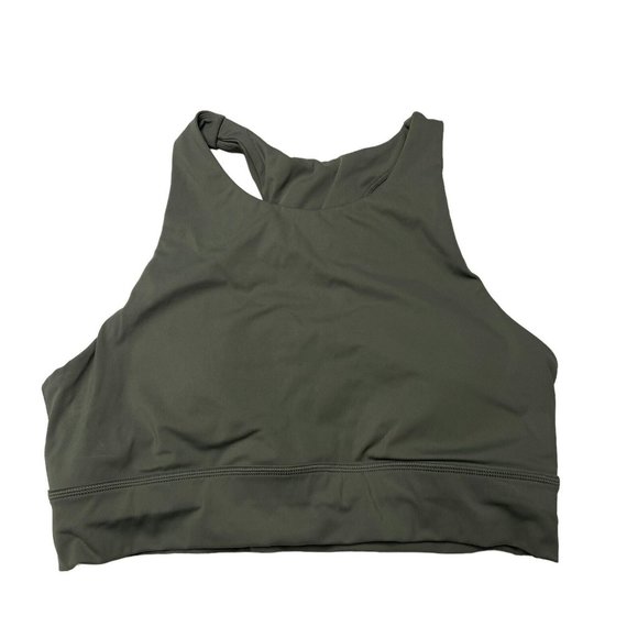 Savvi Green Prism Mesh Twist Back High Neck Sports Bra - Picture 2 of 5